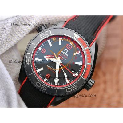 Planet Ocean GMT 45.5mm Deep Black Red Real Ceramic A8906 Automatic Mens Watch VSF 1:1 Best Edition Black Nylon CHS