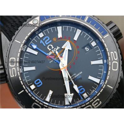 Planet Ocean GMT 45.5mm Deep Black Blue Real Ceramic A8906 Automatic Mens Watch VSF 1:1 Best Edition Black Nylon CHS