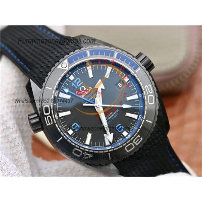 Planet Ocean GMT 45.5mm Deep Black Blue Real Ceramic A8906 Automatic Mens Watch VSF 1:1 Best Edition Black Nylon CHS