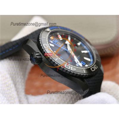 Planet Ocean GMT 45.5mm Deep Black Blue Real Ceramic A8906 Automatic Mens Watch VSF 1:1 Best Edition Black Nylon CHS