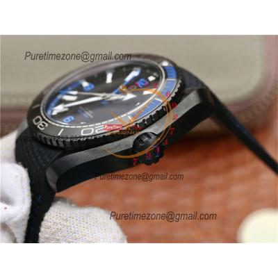 Planet Ocean GMT 45.5mm Deep Black Blue Real Ceramic A8906 Automatic Mens Watch VSF 1:1 Best Edition Black Nylon CHS