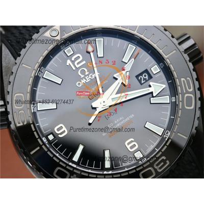 Planet Ocean GMT 45.5mm Deep Black Real Ceramic A8906 Automatic Mens Watch VSF 1:1 Best Edition Black Nylon CHS