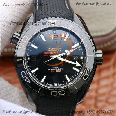 Planet Ocean GMT 45.5mm Deep Black Real Ceramic A8906 Automatic Mens Watch VSF 1:1 Best Edition Black Nylon CHS