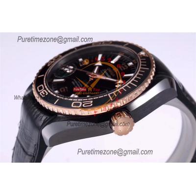 Planet Ocean GMT 45.5mm Deep Gold Black Real Ceramic A8906 Automatic Mens Watch VSF 1:1 Best Edition Black Leatehr CHS