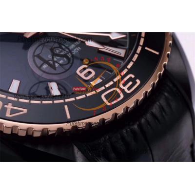 Planet Ocean GMT 45.5mm Deep Gold Black Real Ceramic A8906 Automatic Mens Watch VSF 1:1 Best Edition Black Leatehr CHS