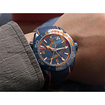 Planet Ocean GMT 45.5mm Big Blue Real Ceramic A8906 Automatic Mens Watch VSF 1:1 Best Edition Blue Rubber CHS