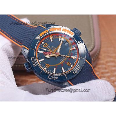 Planet Ocean GMT 45.5mm Big Blue Real Ceramic A8906 Automatic Mens Watch VSF 1:1 Best Edition Blue Rubber CHS