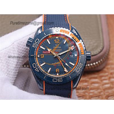 Planet Ocean GMT 45.5mm Big Blue Real Ceramic A8906 Automatic Mens Watch VSF 1:1 Best Edition Blue Rubber CHS