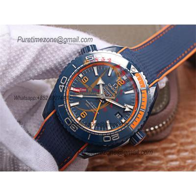 Planet Ocean GMT 45.5mm Big Blue Real Ceramic A8906 Automatic Mens Watch VSF 1:1 Best Edition Blue Rubber CHS