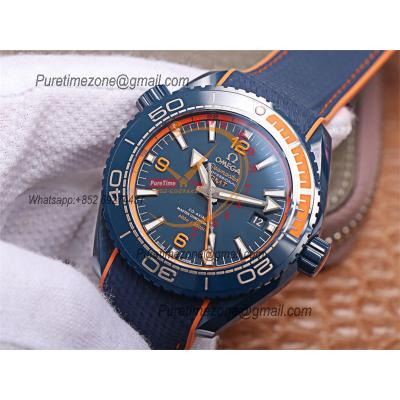 Planet Ocean GMT 45.5mm Big Blue Real Ceramic A8906 Automatic Mens Watch VSF 1:1 Best Edition Blue Rubber CHS