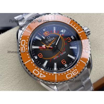 Seamaster 6000M Ultra Deep SS A8912  Automatic Mens Watch VSF 1:1 Best Edition Brown Dial Orange Bezel SS Bracelet CHS