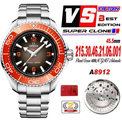 Seamaster 6000M Ultra Deep SS A8912  Automatic Mens Watch VSF 1:1 Best Edition Brown Dial Orange Bezel SS Bracelet CHS