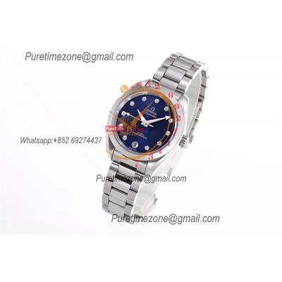 Aqua Terra 150M 34mm A8800 Autoamtic Womens Watches VSF Best Ediiton Blue Dial SS Bracelet Ladies