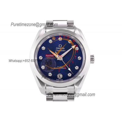 Aqua Terra 150M 34mm A8800 Autoamtic Womens Watches VSF Best Ediiton Blue Dial SS Bracelet Ladies