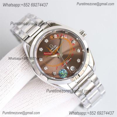 Aqua Terra 150M 34mm A8800 Autoamtic Womens Watches VSF Best Ediiton Brown Dial SS Bracelet Ladies