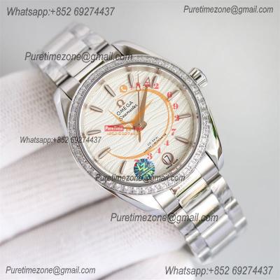 Aqua Terra 150M 34mm A8800 Autoamtic Womens Watches VSF Best Ediiton Diamonds Bezel Silver Dial SS Bracelet Ladies