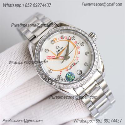 Aqua Terra 150M 34mm A8800 Autoamtic Womens Watches VSF Best Ediiton Diamonds Bezel MOP Dial SS Bracelet Ladies