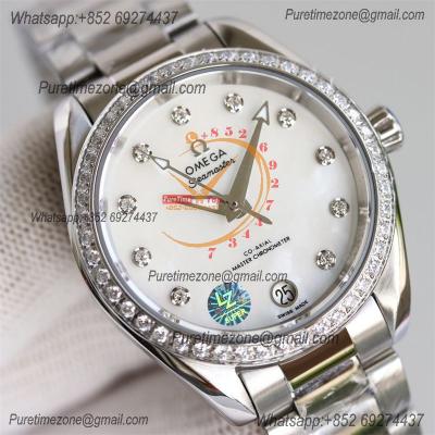 Aqua Terra 150M 34mm A8800 Autoamtic Womens Watches VSF Best Ediiton Diamonds Bezel MOP Dial SS Bracelet Ladies