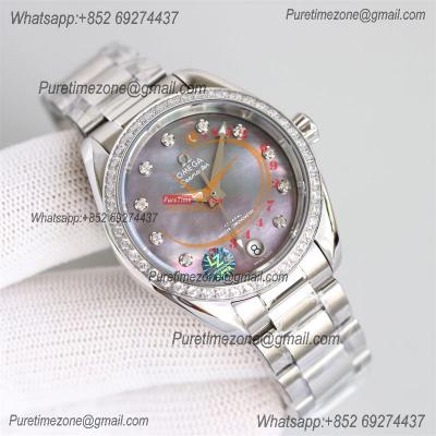 Aqua Terra 150M 34mm A8800 Autoamtic Womens Watches VSF Best Ediiton Diamonds Bezel MOP Dial SS Bracelet Ladies