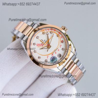 Aqua Terra 150M 34mm A8800 Autoamtic Womens Watches VSF Best Ediiton RG Silver Dial SS Bracelet Ladies