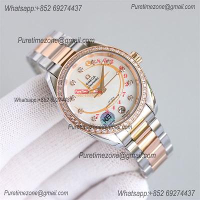 Aqua Terra 150M 34mm A8800 Autoamtic Womens Watches VSF Best Ediiton RG Diamonds Bezel MOP Dial SS Bracelet Ladies