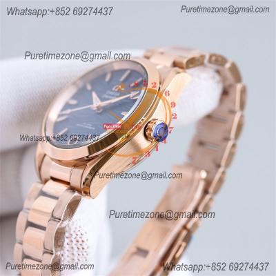 Aqua Terra 150M 34mm A8800 Autoamtic Womens Watches VSF Best Ediiton RG Blue Dial SS Bracelet Ladies