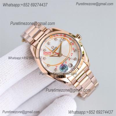 Aqua Terra 150M 34mm A8800 Autoamtic Womens Watches VSF Best Ediiton RG Silver Dial SS Bracelet Ladies