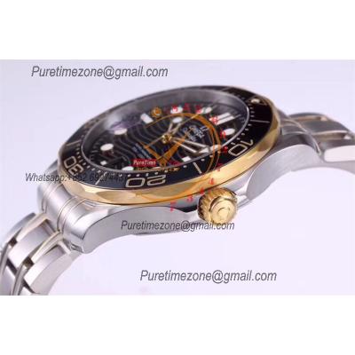 Seamaster Diver 300M A8800 Autoamtic Mens Watches VSF Best Ediiton YG Black Dial SS Bracelet CHS 210.20.42.20.01.002