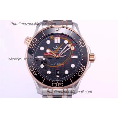 Seamaster Diver 300M A8800 Autoamtic Mens Watches VSF Best Ediiton RG Black Dial SS Bracelet CHS 210.20.42.20.01.001