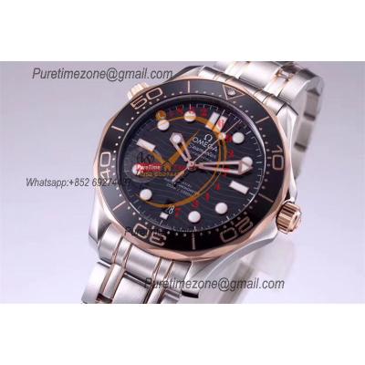 Seamaster Diver 300M A8800 Autoamtic Mens Watches VSF Best Ediiton RG Black Dial SS Bracelet CHS 210.20.42.20.01.001