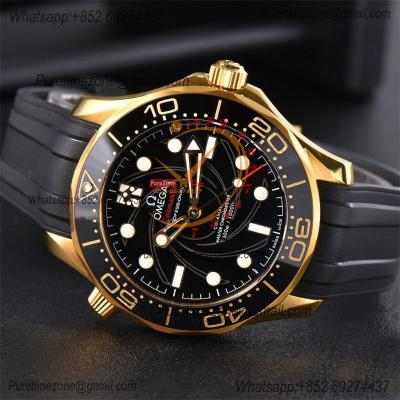 Seamaster James Bond 007 50th Anniversary A8807 Autoamtic Mens Watches VSF Best Ediiton YG Black Dial Rubber CHS