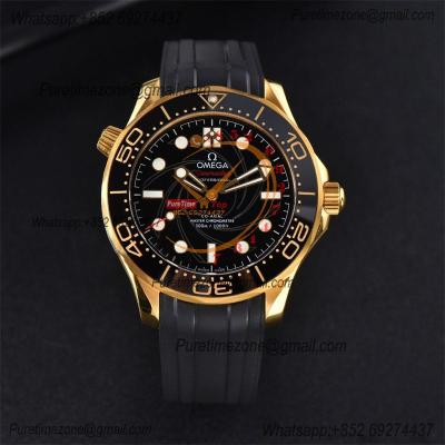 Seamaster James Bond 007 50th Anniversary A8807 Autoamtic Mens Watches VSF Best Ediiton YG Black Dial Rubber CHS