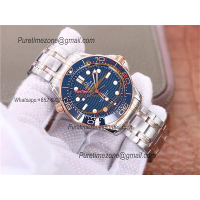 Seamaster Diver 300M A8800 Autoamtic Mens Watches VSF Best Ediiton YG Blue Dial SS Bracelet CHS 210.20.42.20.03.002