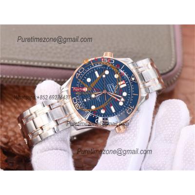 Seamaster Diver 300M A8800 Autoamtic Mens Watches VSF Best Ediiton YG Blue Dial SS Bracelet CHS 210.20.42.20.03.002