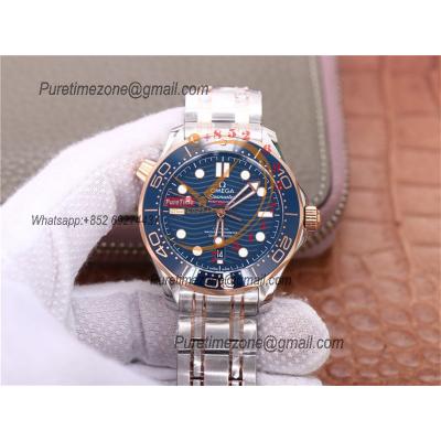 Seamaster Diver 300M A8800 Autoamtic Mens Watches VSF Best Ediiton YG Blue Dial SS Bracelet CHS 210.20.42.20.03.002