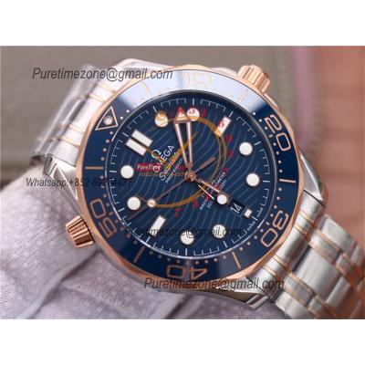 Seamaster Diver 300M A8800 Autoamtic Mens Watches VSF Best Ediiton YG Blue Dial SS Bracelet CHS 210.20.42.20.03.002