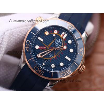 Seamaster Diver 300M A8800 Autoamtic Mens Watches VSF Best Ediiton YG Blue Dial Rubber CHS 210.22.42.20.03.002