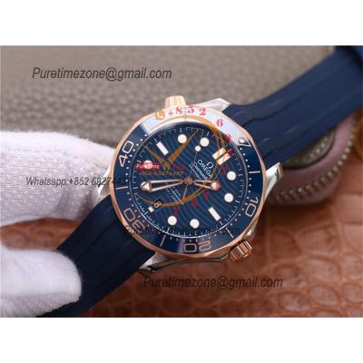 Seamaster Diver 300M A8800 Autoamtic Mens Watches VSF Best Ediiton YG Blue Dial Rubber CHS 210.22.42.20.03.002