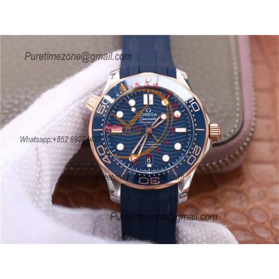 Seamaster Diver 300M A8800 Autoamtic Mens Watches VSF Best Ediiton YG Blue Dial Rubber CHS 210.22.42.20.03.002