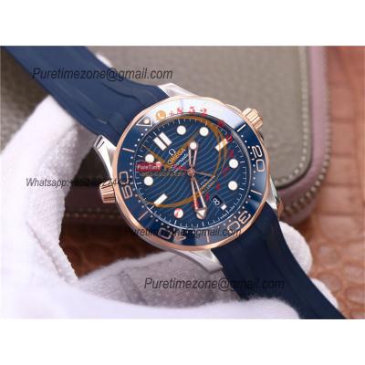 Seamaster Diver 300M A8800 Autoamtic Mens Watches VSF Best Ediiton YG Blue Dial Rubber CHS 210.22.42.20.03.002