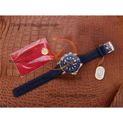 Seamaster Diver 300M A8800 Autoamtic Mens Watches VSF Best Ediiton YG Blue Dial Rubber CHS 210.22.42.20.03.002