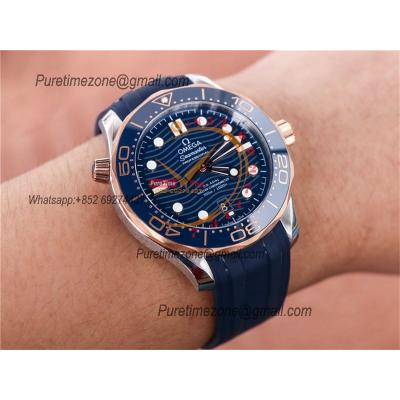 Seamaster Diver 300M A8800 Autoamtic Mens Watches VSF Best Ediiton YG Blue Dial Rubber CHS 210.22.42.20.03.002