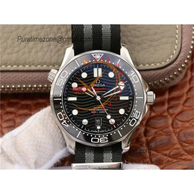 Seamaster Diver 300M A8800 Autoamtic Mens Watches VSF Best Ediiton Black Dial Nylon Strap CHS 210.30.42.20.01.001