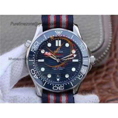 Seamaster Diver 300M A8800 Autoamtic Mens Watches VSF Best Ediiton Blue Dial Nylon Strap CHS 210.32.42.20.03.001