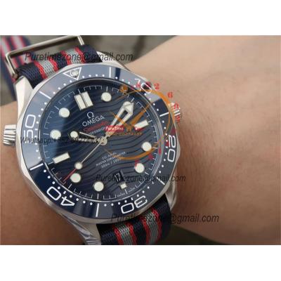 Seamaster Diver 300M A8800 Autoamtic Mens Watches VSF Best Ediiton Blue Dial Nylon Strap CHS 210.32.42.20.03.001