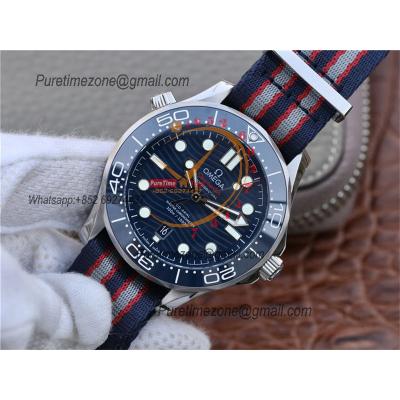 Seamaster Diver 300M A8800 Autoamtic Mens Watches VSF Best Ediiton Blue Dial Nylon Strap CHS 210.32.42.20.03.001