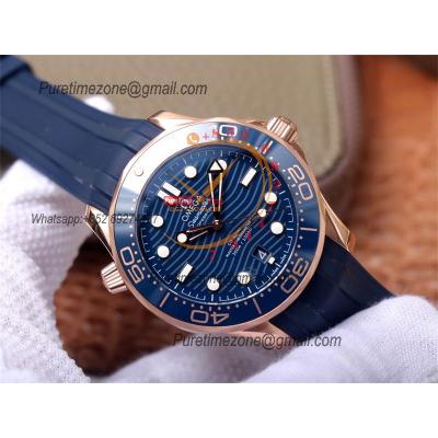 Seamaster Diver 300M A8800 Autoamtic Mens Watches VSF Best Ediiton RG Blue Dial Rubber CHS 210.22.42.20.03.002