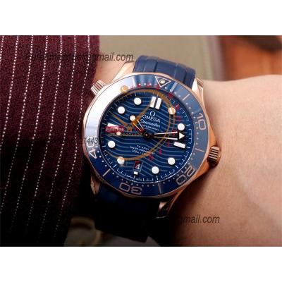 Seamaster Diver 300M A8800 Autoamtic Mens Watches VSF Best Ediiton RG Blue Dial Rubber CHS 210.22.42.20.03.002