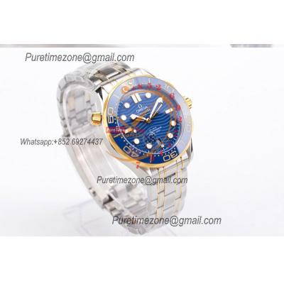 Seamaster Diver 300M A8800 Autoamtic Mens Watches VSF Best Ediiton YG Blue Dial Rubber CHS 210.20.42.20.03.001