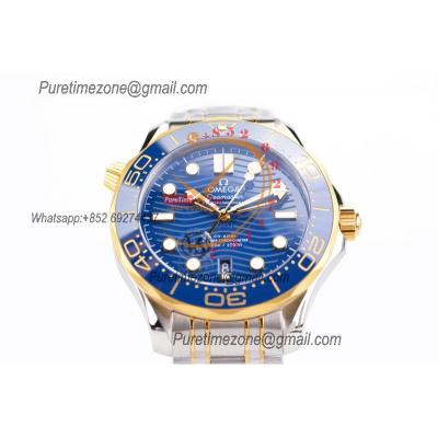 Seamaster Diver 300M A8800 Autoamtic Mens Watches VSF Best Ediiton YG Blue Dial Rubber CHS 210.20.42.20.03.001